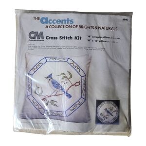 Columbia-Minerva Cross Stitch Kit Oriental Blue Jay Bird Pillow Brand New